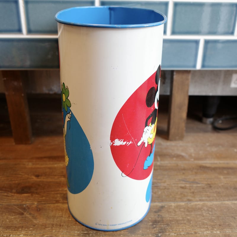 ビンテージ 70s Disney ミッキー ドナルド ゴミ箱 ティンボックス