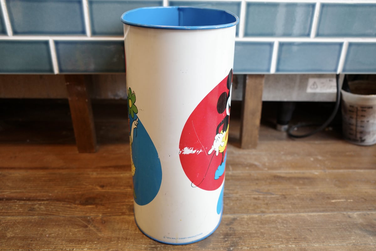 ビンテージ 70s Disney ミッキー ドナルド ゴミ箱 ティンボックス