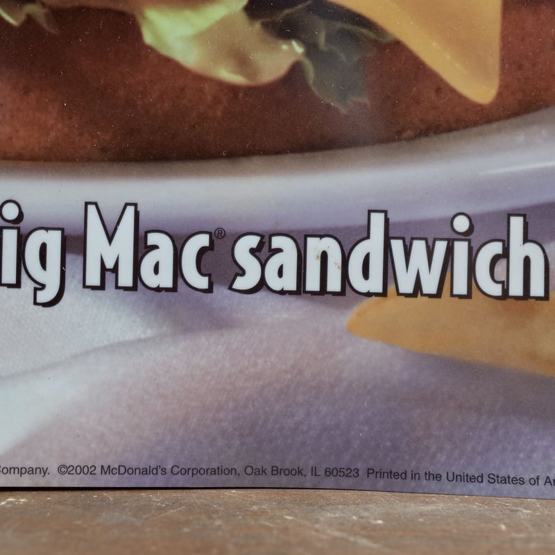 Vintage 2002 Mcdonald's マクドナルド メニューサイン Big Mac