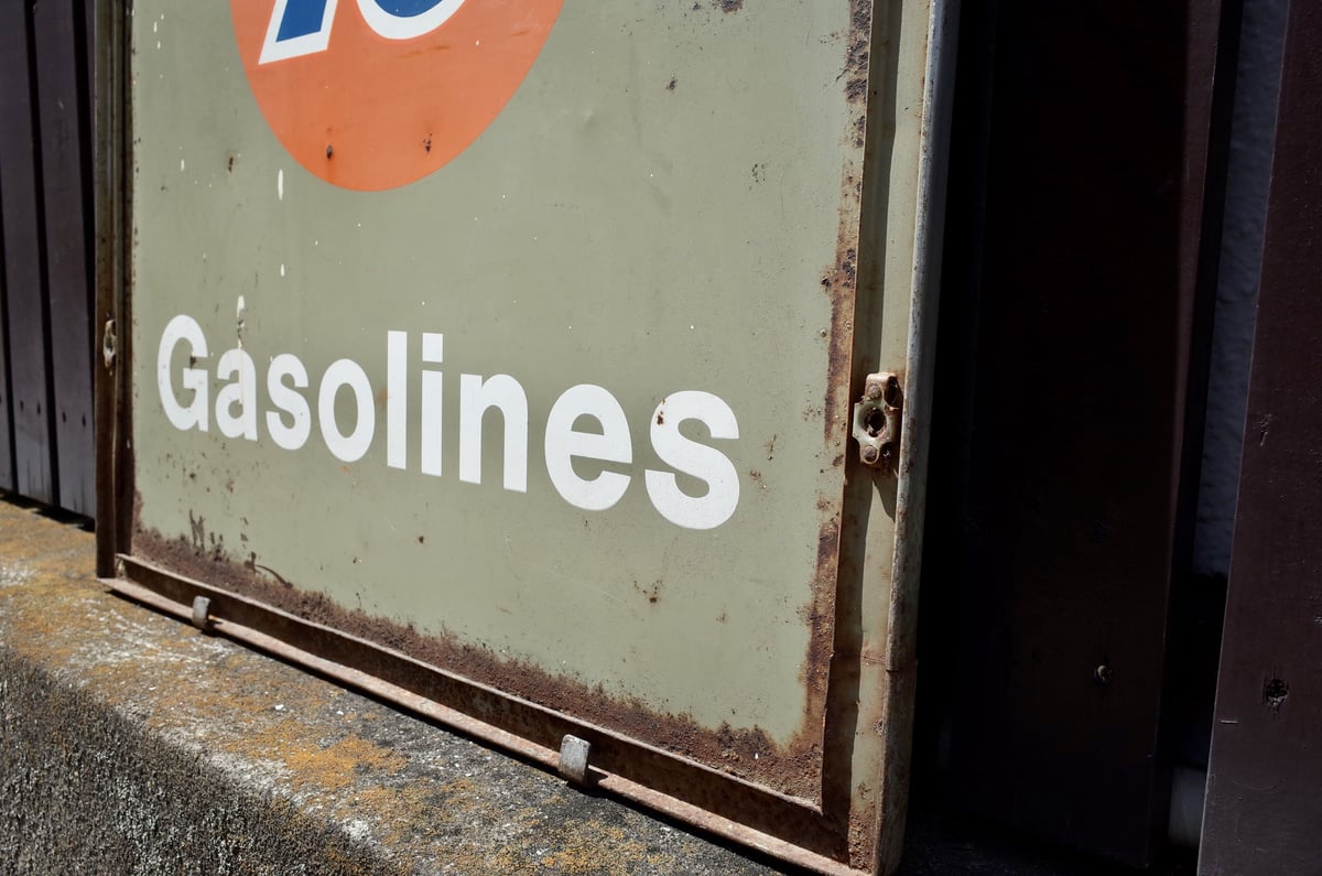 ビンテージ 76 GASOLINE 両面 看板 鉄扉 モーターオイル OIL ビンテージ 76 GASOLINE 両面 看板 鉄扉 モーターオイル OIL