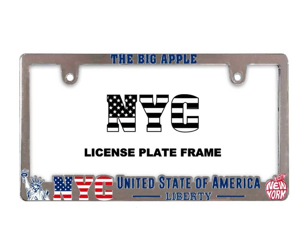 Elektroplate アメリカ空軍カラー クローム オープンナンバープレートフレーム ヴィンテージ アメリカ海軍ミリタリー  クロームメタル、ブルー\u0026イエロー ナンバープレートフレーム F52 - Etsy 日本, image size:1200x937