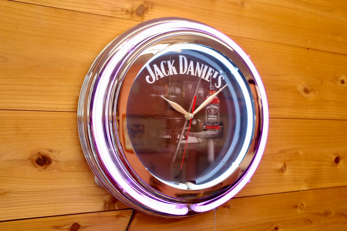 ジャックダニエルウイスキー（壁かけ時計 ） 新品 JACK DANIEL'S ジャックダニエル ダブルネオンクロック