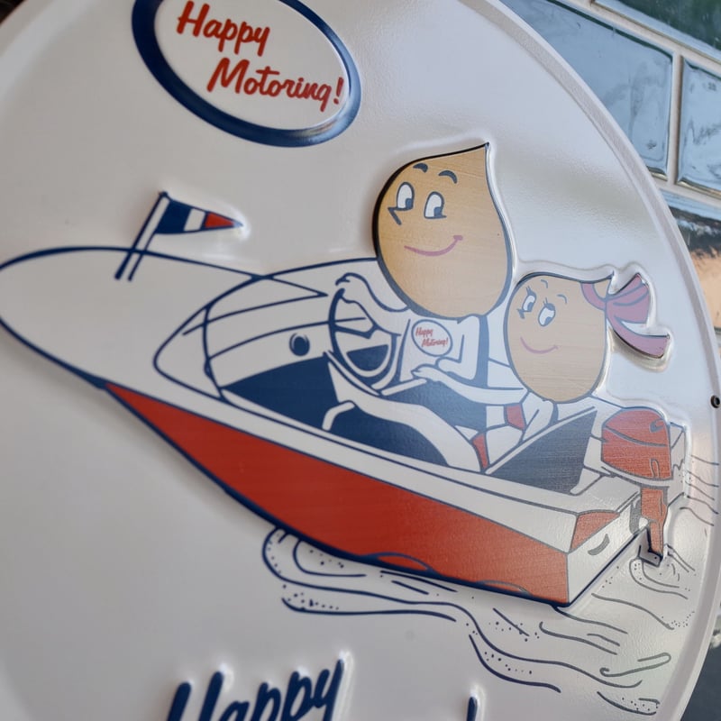 ESSO BOY エッソボーイ OIL オイル ラウンド 看板 メタルサイン