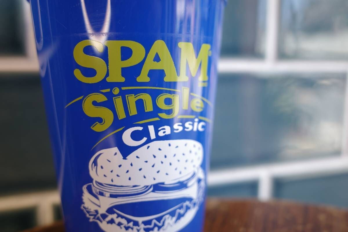 新品 SPAM スパム BLUE プラスチックカップ アメリカ製 キッチン