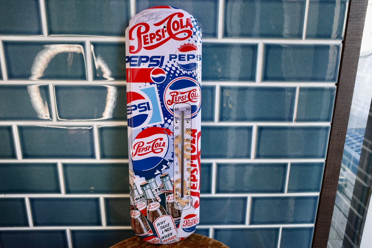 新品 PEPSI ペプシ WHITE 温度計 サーモメーター メタルサイン 看板