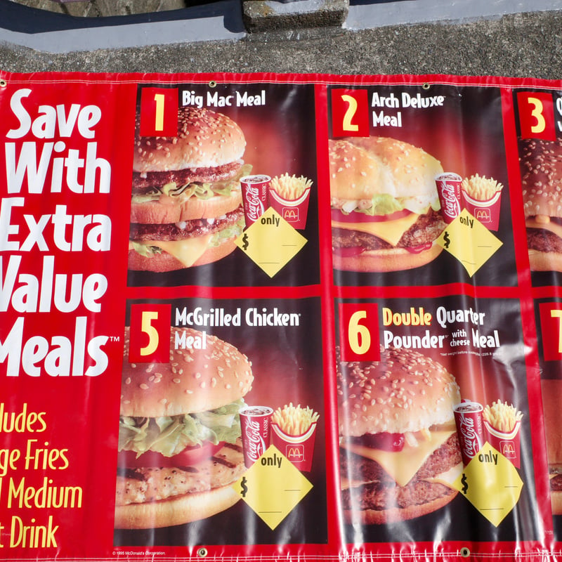Vintage Mcdonald's MENU メニュー ショップバナー USA製 ビンテー