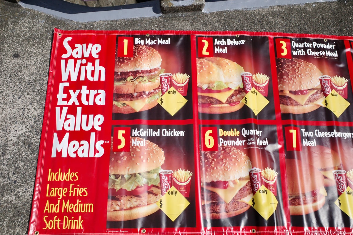 Vintage Mcdonald's MENU メニュー ショップバナー USA製 ビンテー