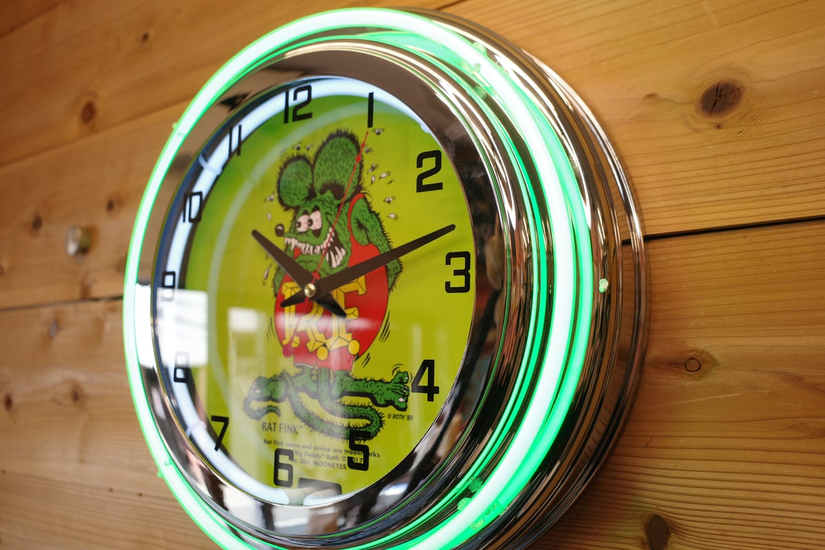 新品 RAT FINK ラットフィンク ネオンクロック 時計 壁掛け