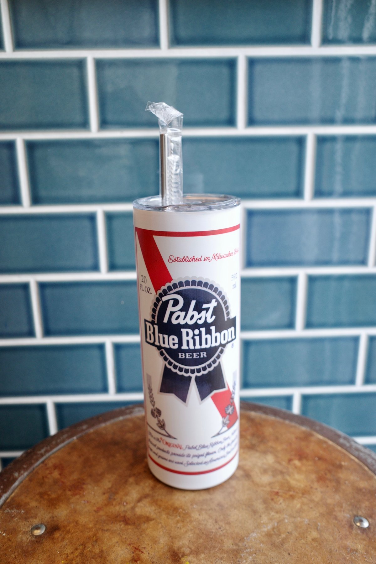 Pabst Blue Ribbon ステンレスタンブラー ストロー付き