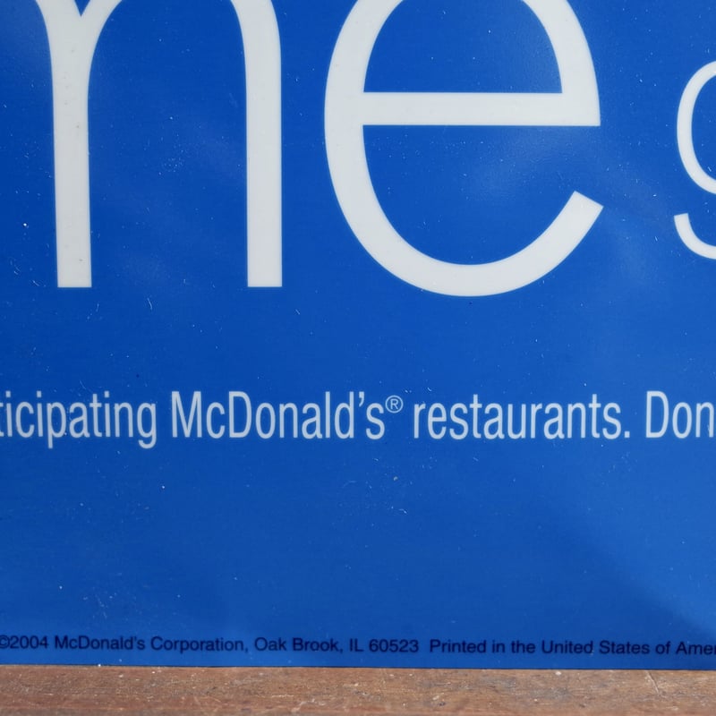 Vintage 2004 Mcdonald's マクドナルド ポスターサイン 広告 Chil