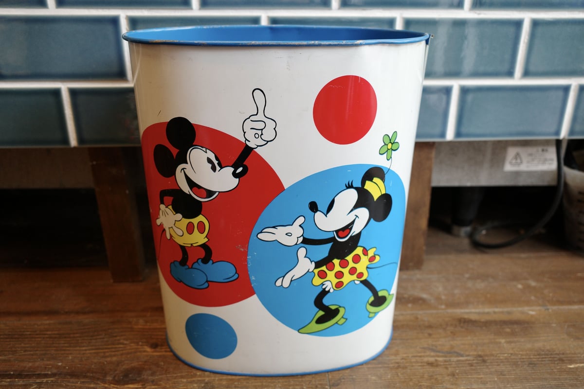 ビンテージ 70s Disney ミッキー ドナルド ゴミ箱 ティンボックス
