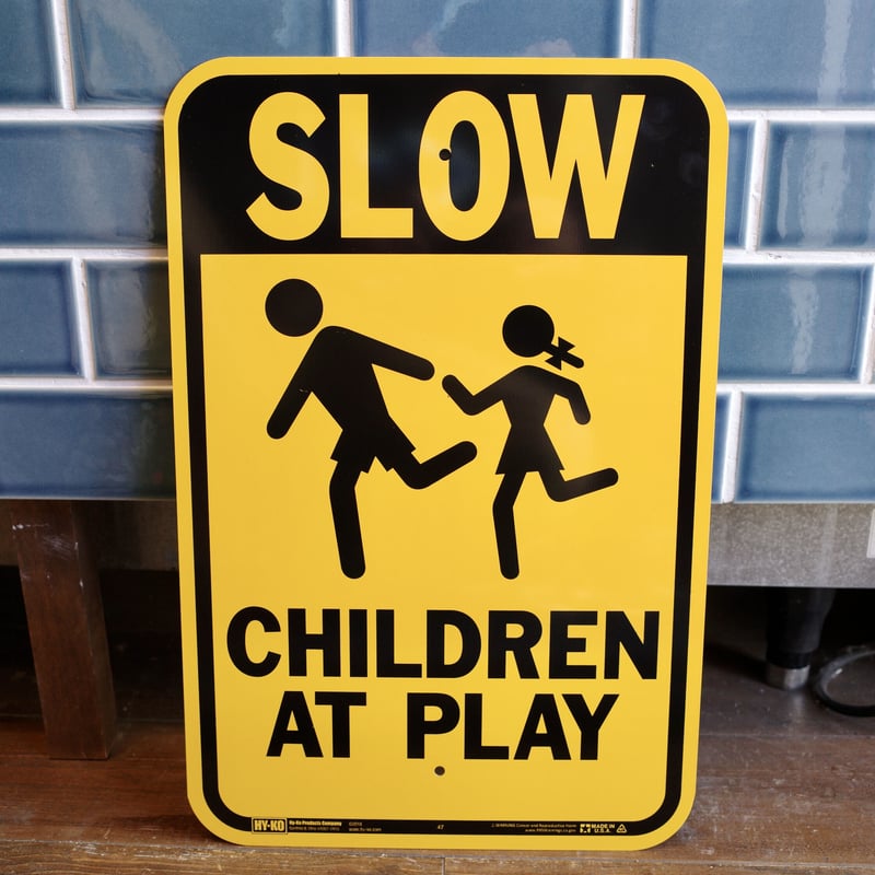 slow ロードサイン Slow Pedestrians Crossing Laminated Sign -11