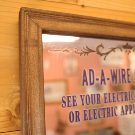 新品 REDDY KILOWATT  レディキロワット ウッド パブミラー PUB  MIRROR  アメリカン カフェ バー ガレージ  アドキャラ 木製