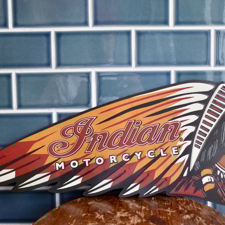 INDIAN インディアン MOTOR メタルサイン  エンボス 看板 アメリカ