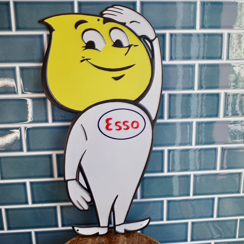 ESSO（エッソ） 看板｜30インチ/約76cm、推定1962年製｜メタルサイン 新品 ESSO BOY エッソボーイ メタルサイン 看板 エンボス 世田谷