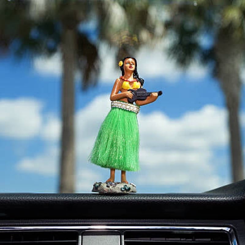 HulaDollダッシュボード用フラドール緑w/ ウクレレ ☆ハワイ直輸入