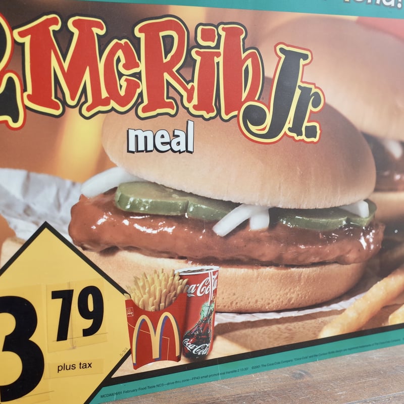 レア　1982年　マクドナルド　メニュー　ポスター　看板　ディスプレイ　アメトイ レア 1982年 マクドナルド メニュー ポスター 看板 ディスプレイ