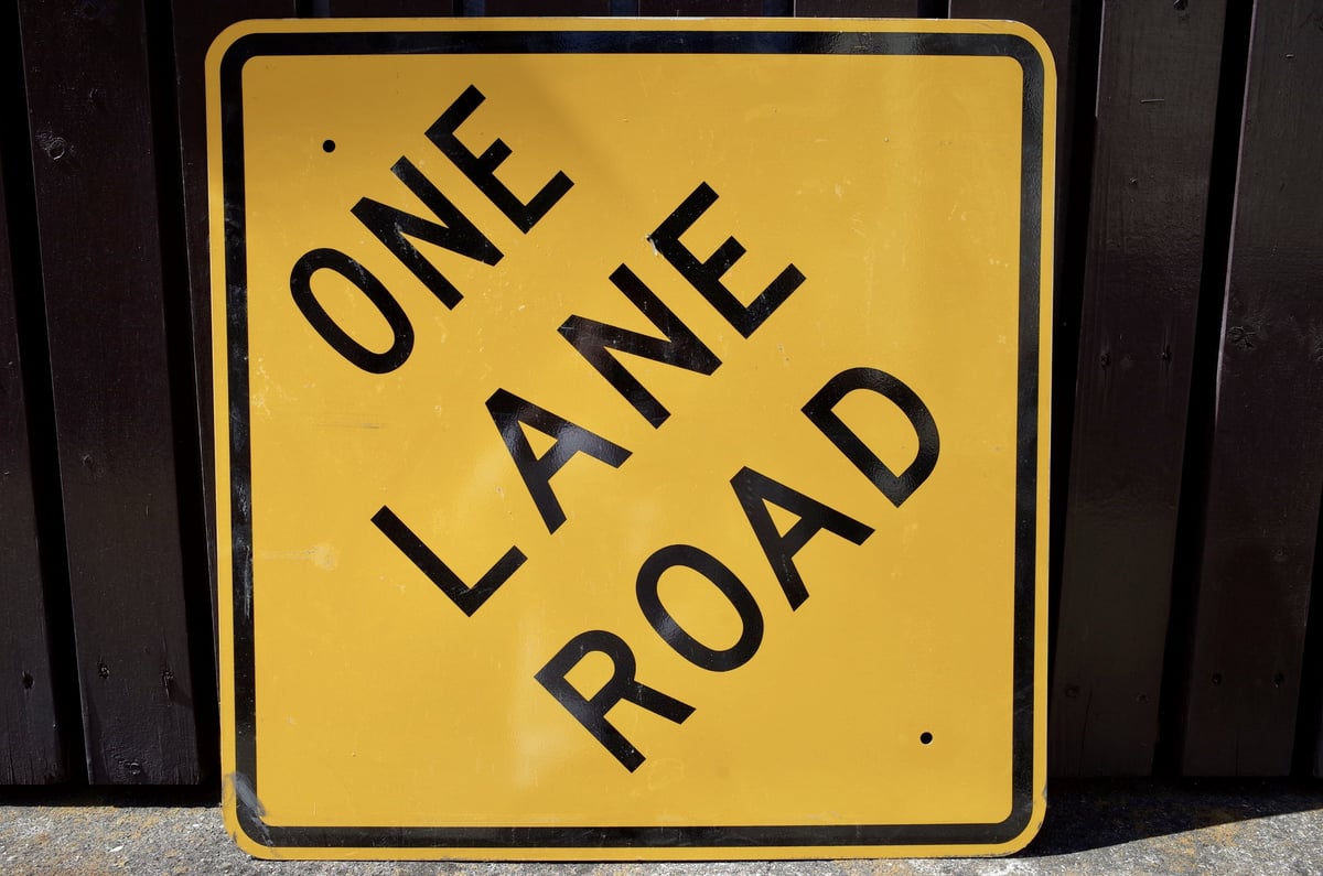 ビンテージ ONE LANE ROAD 看板 ロードサイン トラフィック