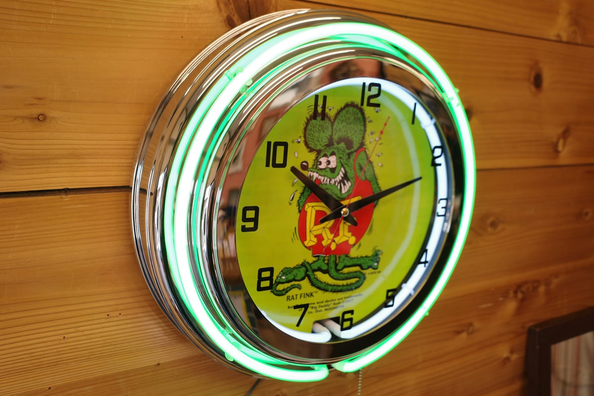 ラットフィンク壁掛時計 新品 RAT FINK ラットフィンク ネオンクロック 時計 壁掛け