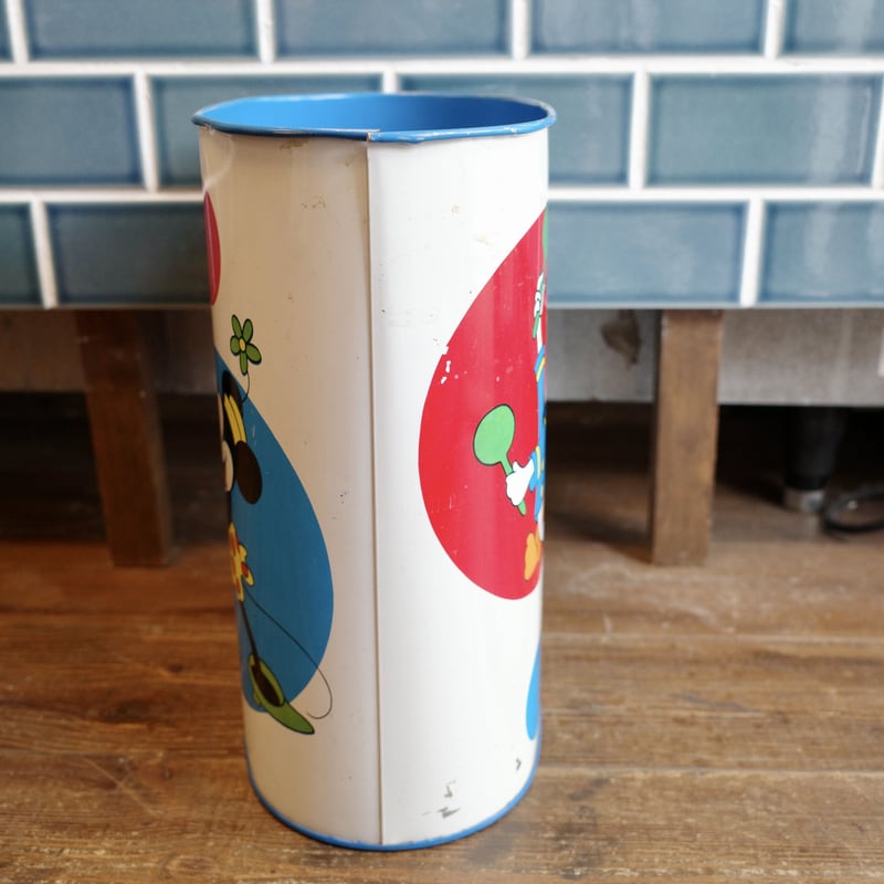 ビンテージ 70s Disney ミッキー ドナルド ゴミ箱 ティンボックス