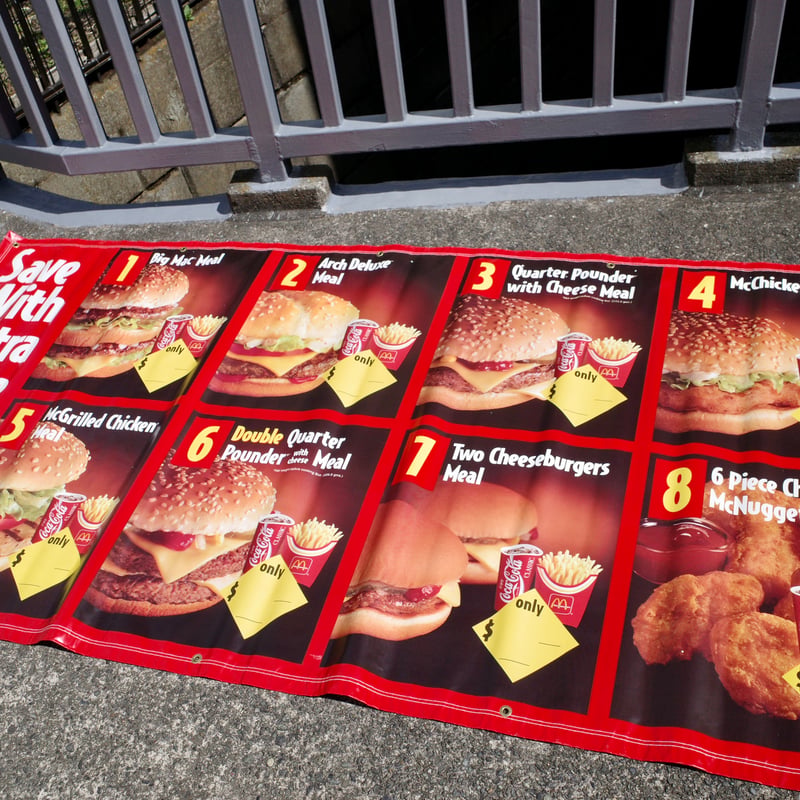 Vintage Mcdonald's MENU メニュー ショップバナー USA製 ビンテー