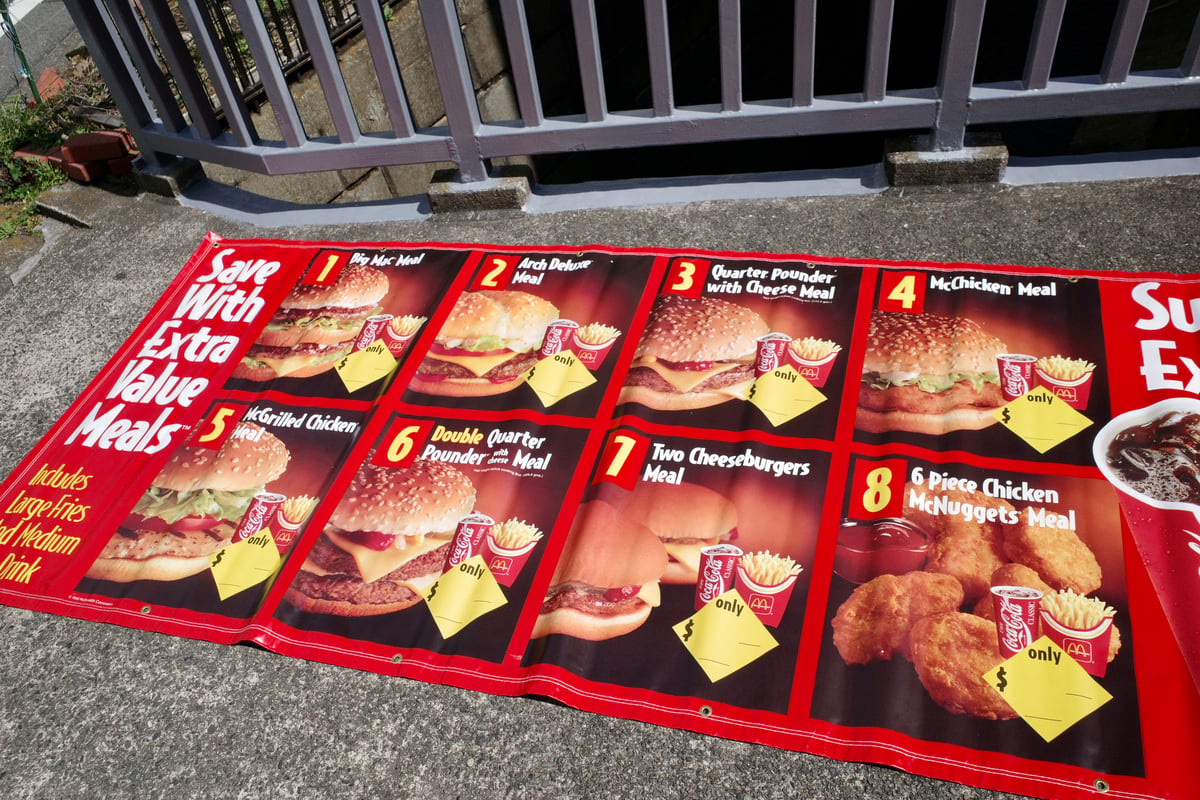 Vintage Mcdonald's MENU メニュー ショップバナー USA製 ビンテー