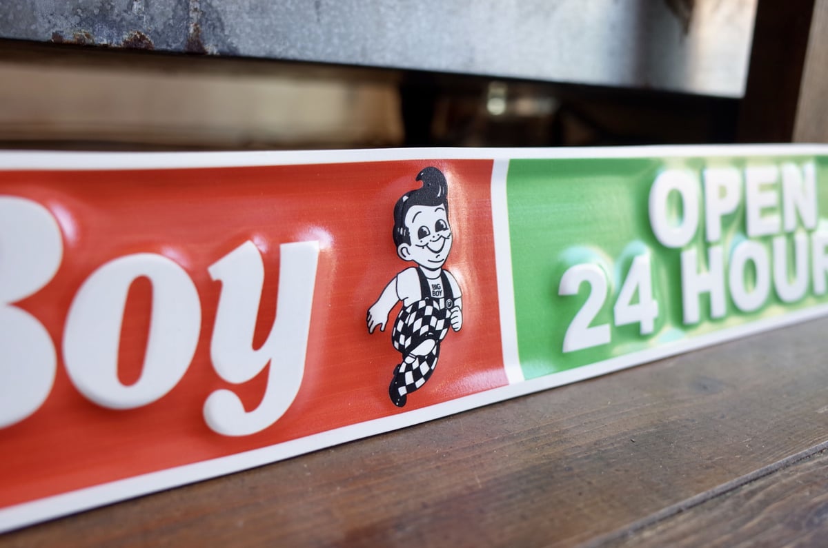 Big Boy ビッグボーイ 24H OPEN 横長タイプ 看板 メタルサイン