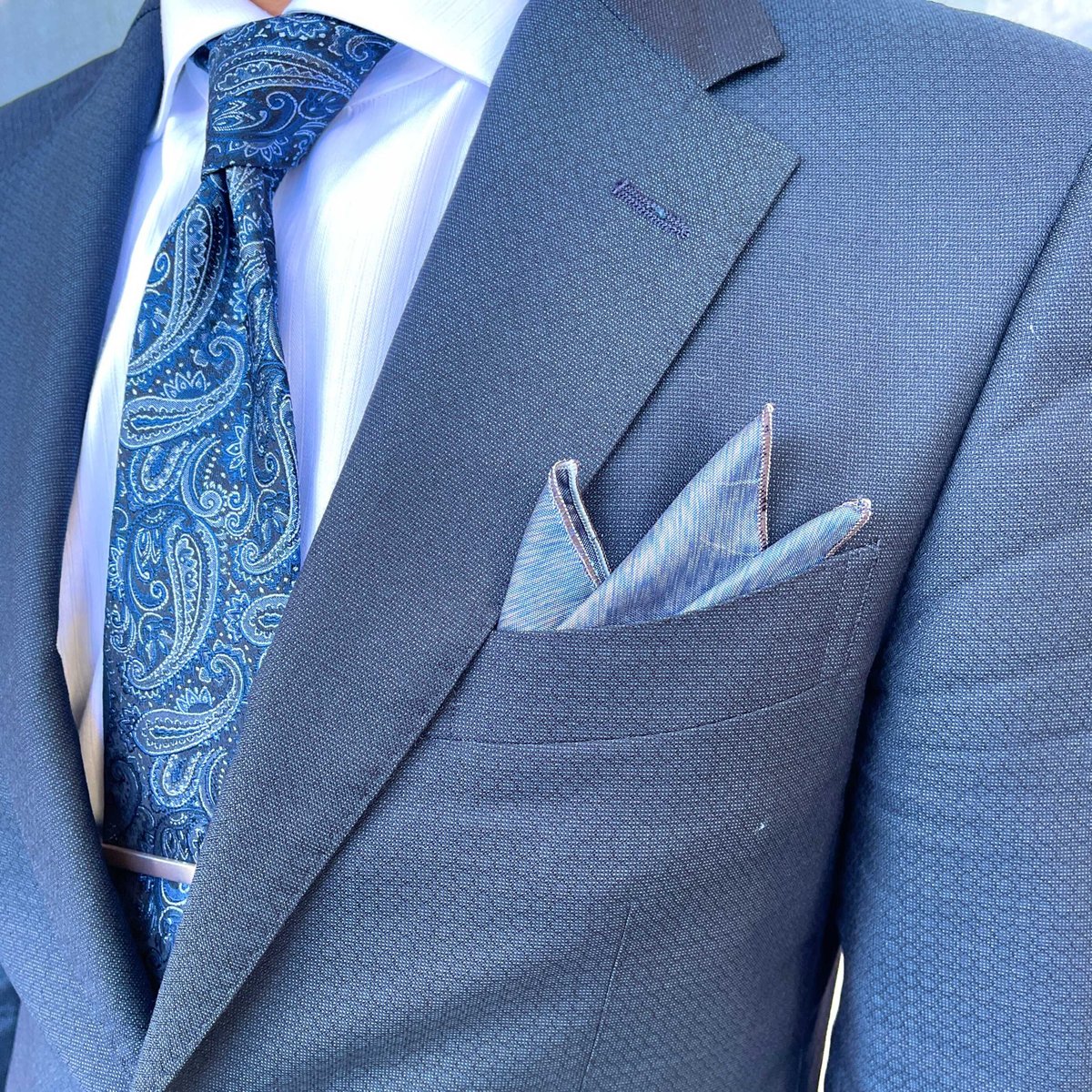 ポケットチーフ（ブルー無地）【P-4】 | 藤絹織物株式会社