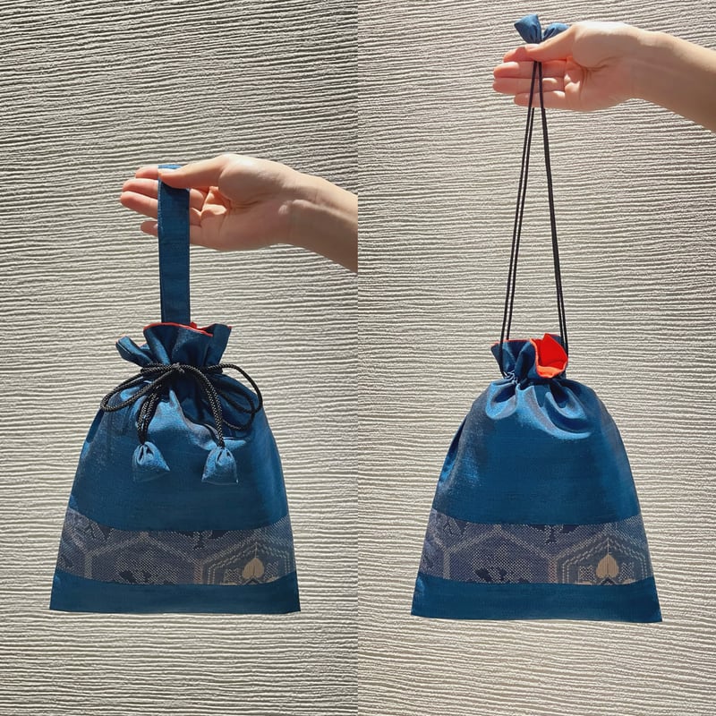 創作紬ポーチ(ブラウン/幾何学） | 藤絹織物株式会社