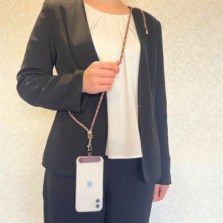 ～新特産品コンクール「鹿児島市長賞」受賞作品～大島紬 スマホショルダーストラップ（レインボーカラー）【WL0010-RB】