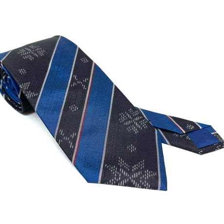 大島紬ネクタイ（糸車柄/ブルー）【NT0008-BL-NV-BK】
