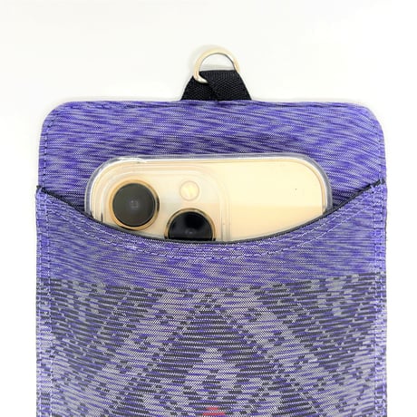 ～新特産品コンクール「鹿児島市長賞」受賞作品～大島紬 スマホケース（パープル）【WL0009-PU】