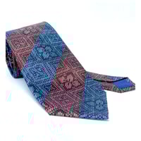 大島紬ネクタイ（菱（ひし）小紋/レッド&ブルー）