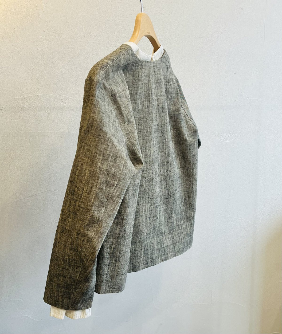 miho umezawa ジャケット miho umezawa cotton slab yarn V-neck jacket | plum