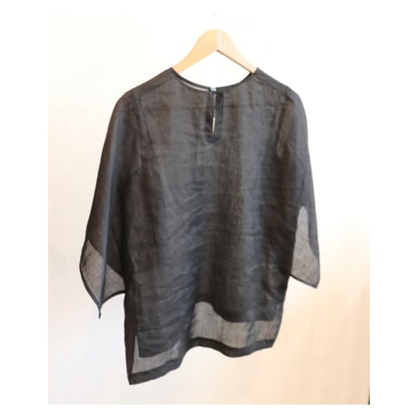 miho umezawa  linen square sleeve blouse  black