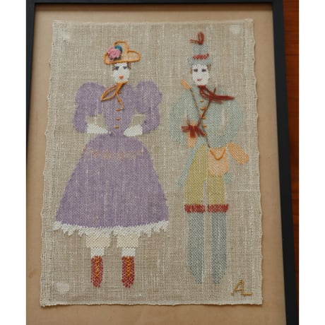 Finnish transparent tapestry ’couple in costume'