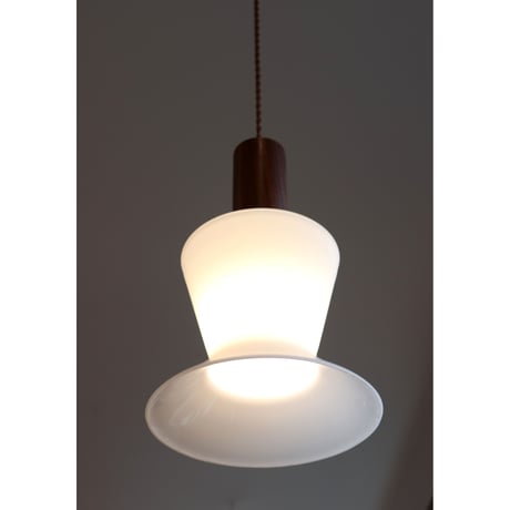 teak and opal glass ceiling lamp