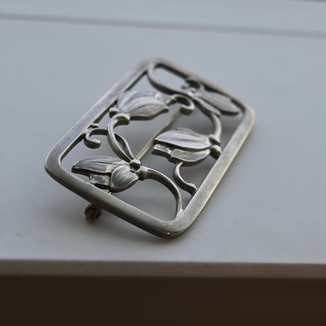 Georg Jensen rectangler leaf silver brooch