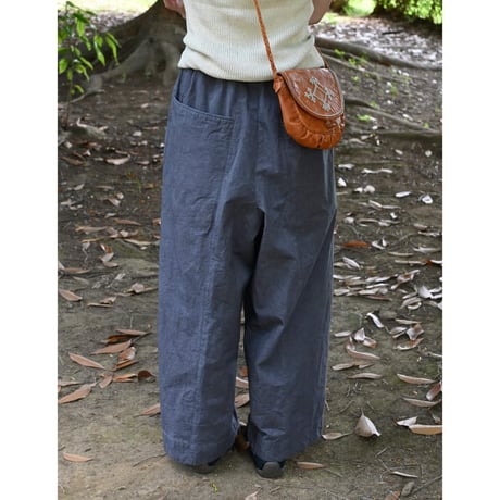 miho umezawa cotton linen canvas cocoon wide pants chacoal