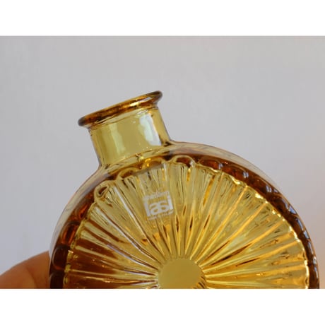 Riihimaen Lasi 'Aurinkopullo' vase 1/4 amber