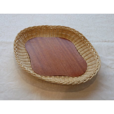 Sweden teak & rattan tray