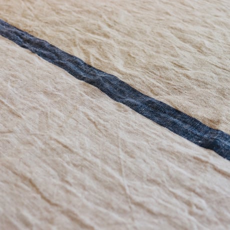 Tenjin linen tablecloth 'bicolor with center stripe'