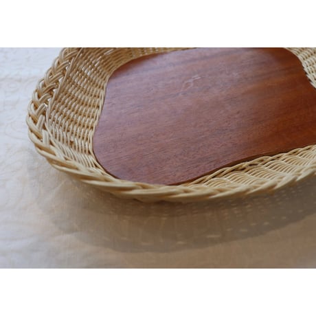 Sweden teak & rattan tray