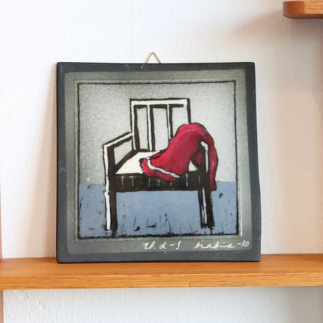 Arabia Helja Liukko Sundstrom wall plaque 'scarf on a chair'
