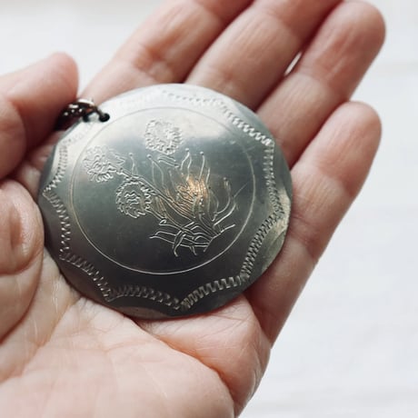 Vintage Saami pewter  Necklace  round