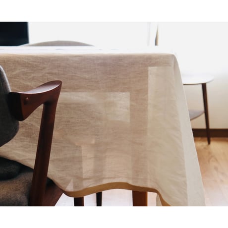 Tenjin linen tablecloth 'bicolor with center stripe'