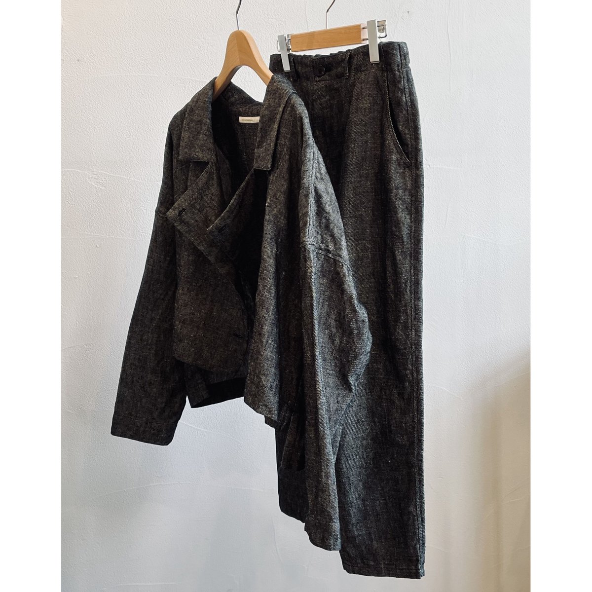 miho umezawa linen denim tapered pants | plum