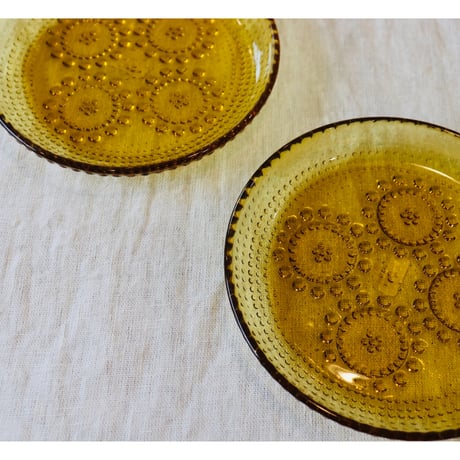 Riihimaen Lasi grapponia dessert plate amber
