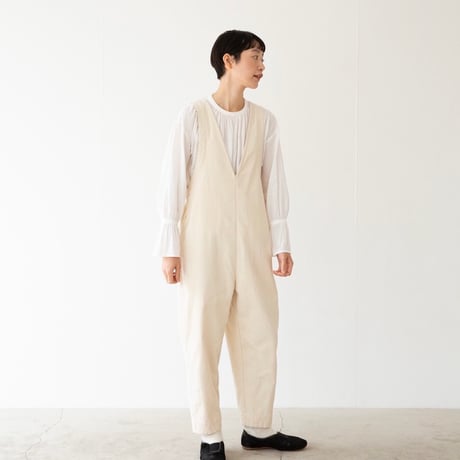 miho umezawa 14W corduroy salopette pants ivory　medium