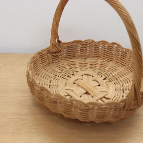 Vintage swedish rattan basket with handle